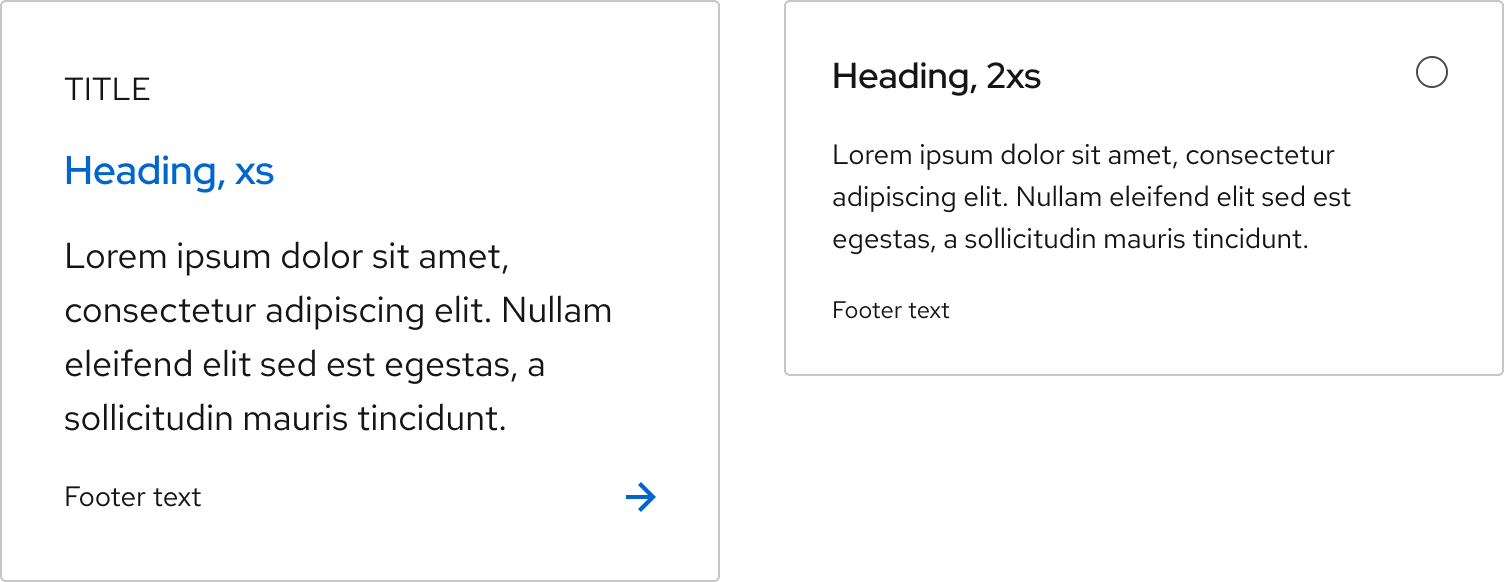 Example of a default link tile and a selectable tile